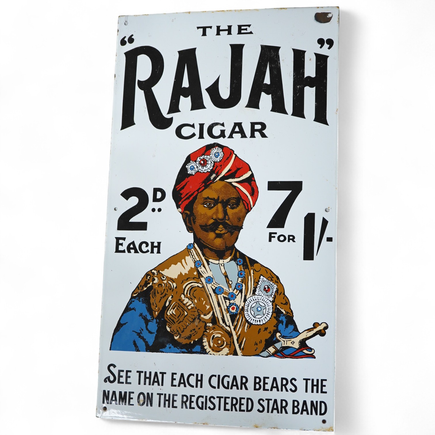 The Rajah cigar 1970's reproduction enamel advertising sign, 57.5 x 32cm